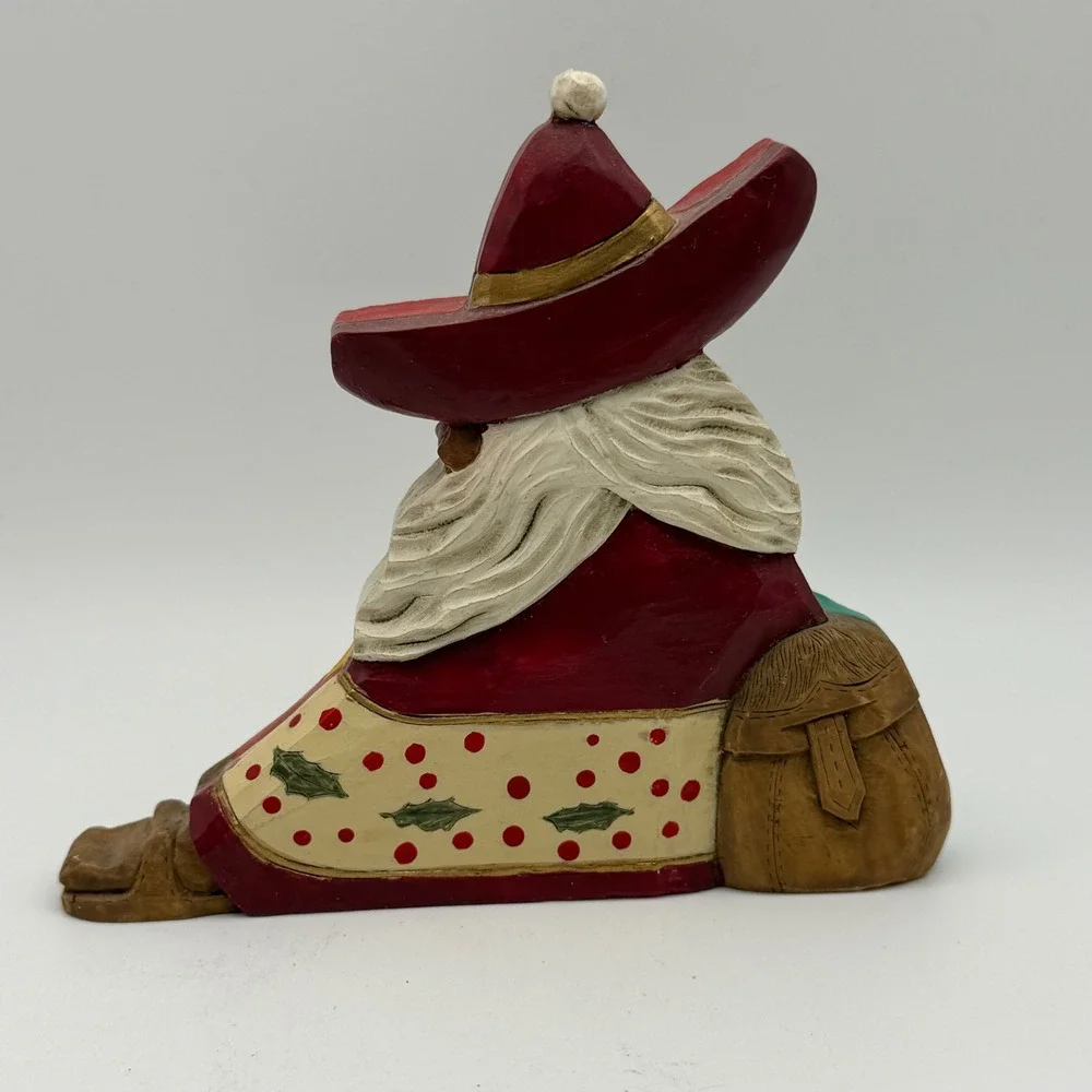 Reversible Southwestern Santa Figurines Desert & Christmas Holiday‎ Decor Set 2